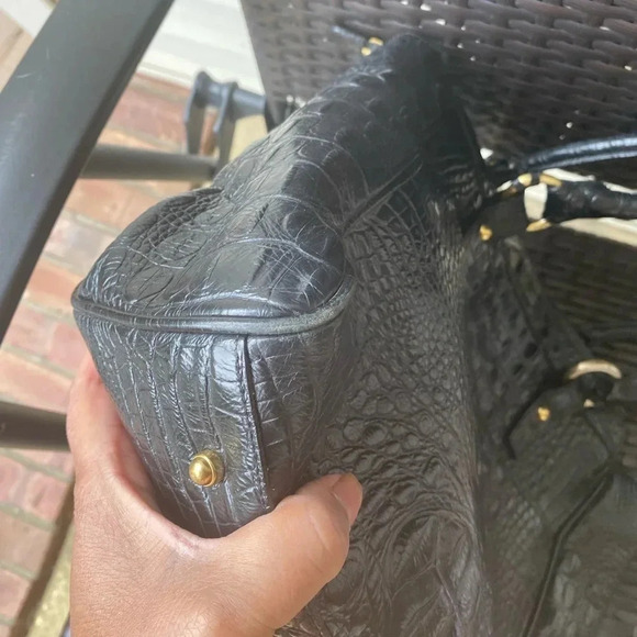 Brahmin Croc Embossed Tote Bag, Black - Picture 10 of 17